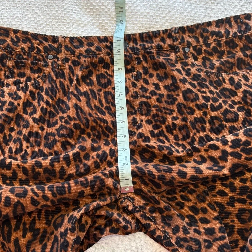 Talbots Straight‎ Leg Corduroy Pant Full Length High Waist Leopard Print 16W NWT